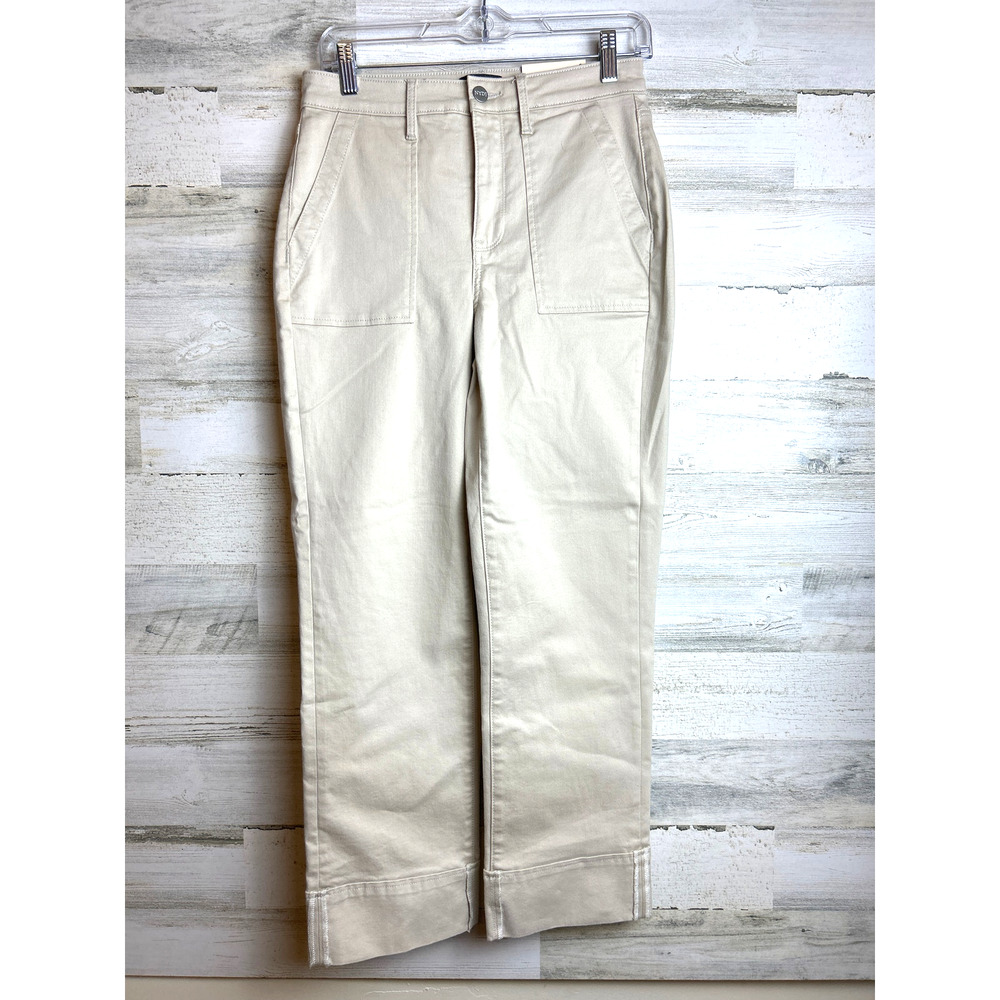 NYDJ Womens 2 Beige Feather Straight Roll Cuff Utility Cargo Pants NWT